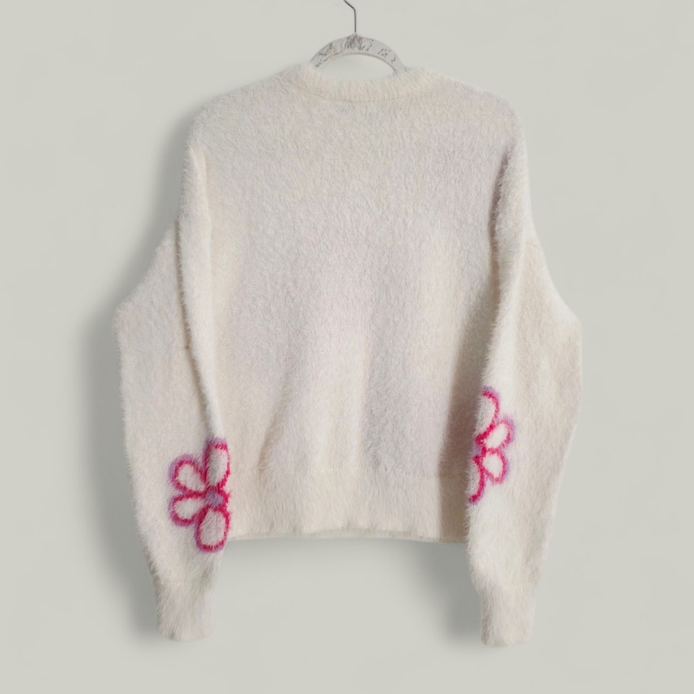 Hooked Up by IOT Print Eyelash Crewneck Sweater L - Picture 3 of 11